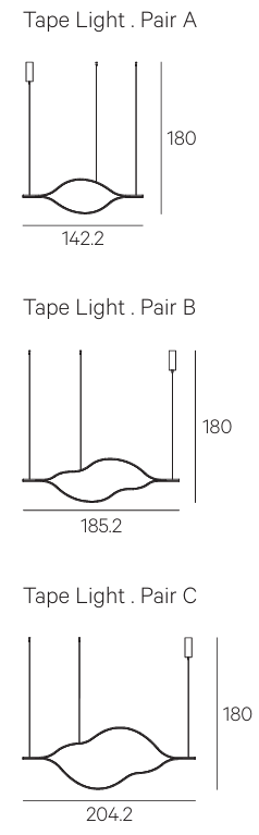 Технические данные и чертежи Подвесной светильник Tape Light от фабрики Henge