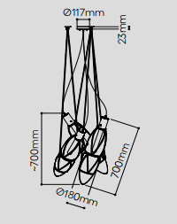 Технические данные и чертежи Подвесной светильник модель Shibari 03 Suspension Lamp от фабрики Bomma