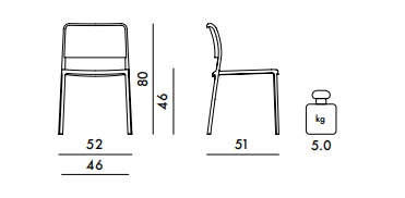 Технические данные и чертежи Cтул в современном стиле Kartell - Audrey