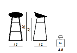 Технические данные и чертежи Барный стул модель Smatrik Stool от фабрики Kartell