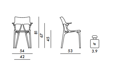 Технические данные и чертежи Стул модель A.I. Chair от фабрики Kartell
