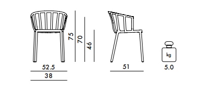 Технические данные и чертежи Стул модель Venice Chair от фабрики Kartell