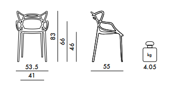 Технические данные и чертежи Стул Masters Kartell