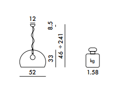 Технические данные и чертежи Подвесной светильник FL/Y Lampada Sospensione Metallic от Kartell