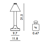 Технические данные и чертежи Настольная лампа Battery New Colors - Portable Table Lamp от Kartell