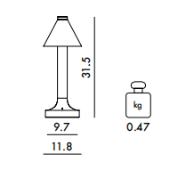 Технические данные и чертежи Настольная лампа Battery Lampada da Tavolo Colorata от Kartell