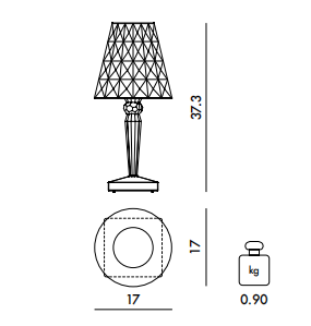 Технические данные и чертежи Настольная лампа Big Battery 9470 Table Lamp от Kartell