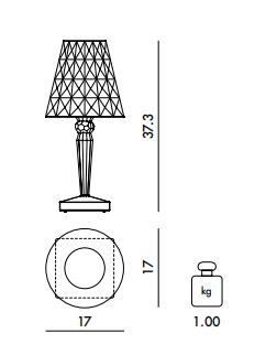 Технические данные и чертежи Настольная лампа Battery Metallizzata Lampada da Tavolo от Kartell