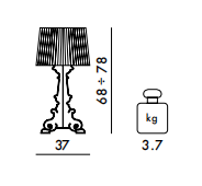 Технические данные и чертежи Настольная лампа Bourgie Mat Table Lamp от Kartell