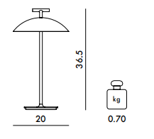Технические данные и чертежи Настольная лампа Mini Geen-a Table Lamp - Battery от Kartell