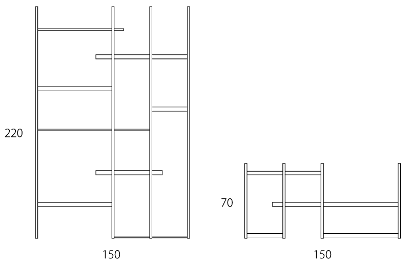 Технические данные и чертежи Стеллаж для книг Riflessi FREEWALL BOOKSHELF