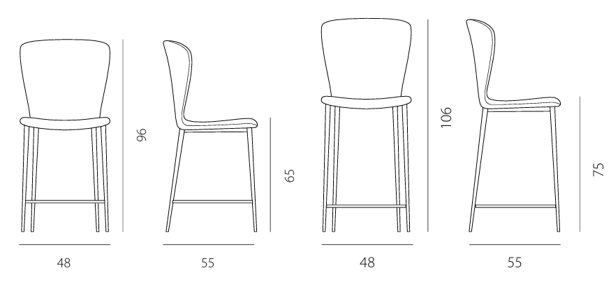 Технические данные и чертежи Барный стул Riflessi GIÒ STOOL