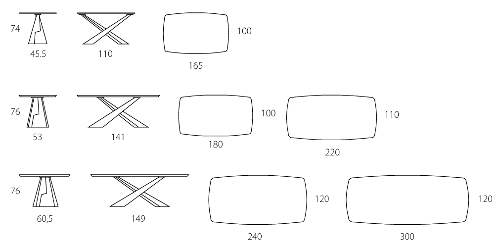 Технические данные и чертежи Стол Riflessi LIVING WOOD TABLE