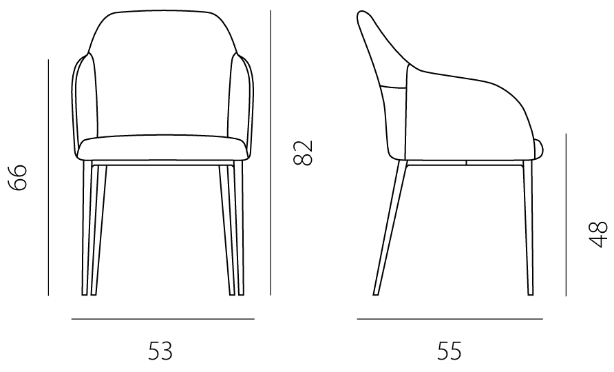 Технические данные и чертежи Стул Riflessi SOFIA CHAIR GSCB
