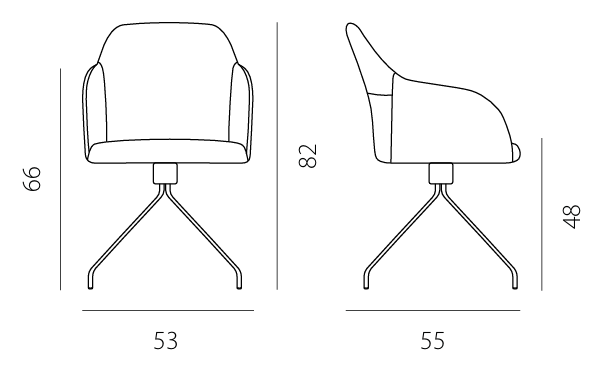 Технические данные и чертежи Стул Riflessi SOFIA SWIVEL CHAIR GSCG