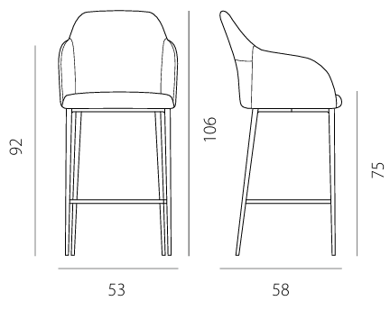 Технические данные и чертежи Барный стул Riflessi SOFIA STOOL GBSC