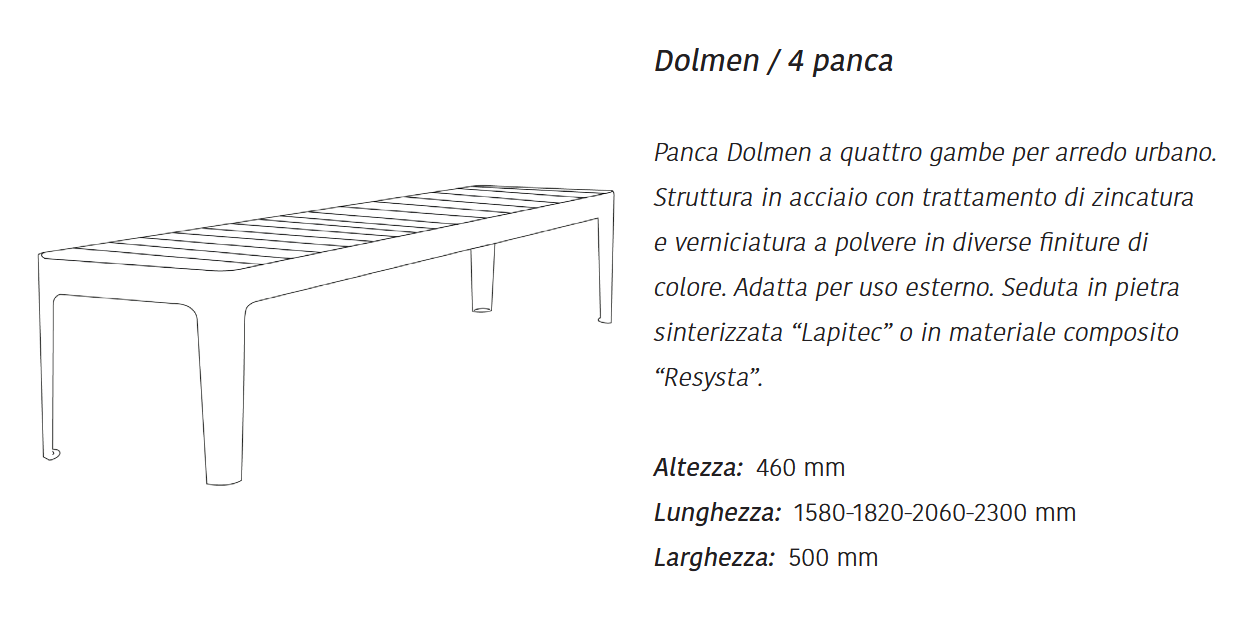 Технические данные и чертежи Банкетка DOLMEN/4 от Altek Italia Design