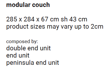 Технические данные и чертежи Модульный диван Mosaico couch 1 by от Dooq