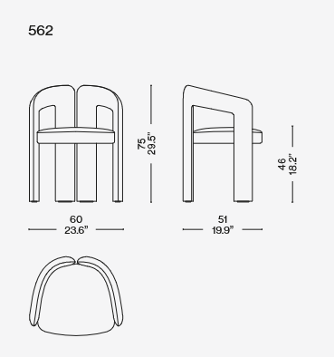Технические характеристики и чертежи Cassina Dudet Технические характеристики и чертежи Cassina Dudet