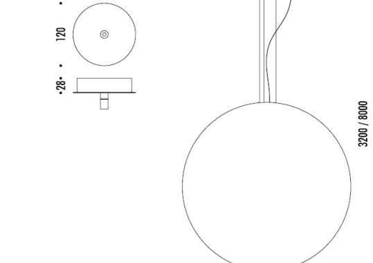 Технические характеристики и чертежи Davide Groppi Moon 120/200 Pendant Lamp Технические характеристики и чертежи Davide Groppi Moon 120/200 Pendant Lamp