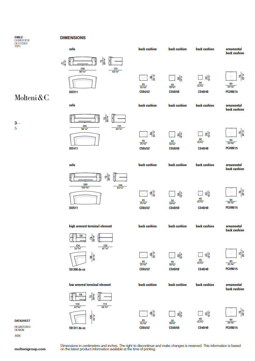Технические характеристики и чертежи Molteni & C Emile