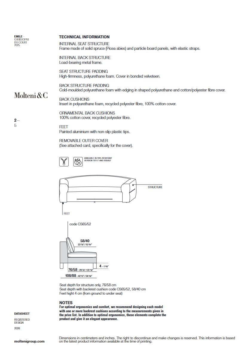Технические характеристики и чертежи Molteni & C Emile