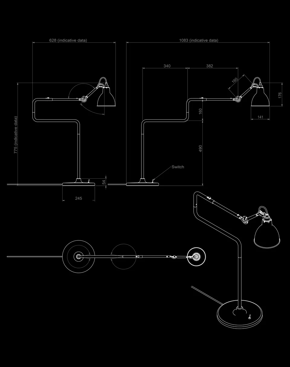 Технические характеристики и чертежи DCW Editions Lampe Gras Table