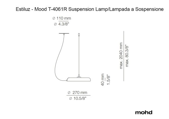 Технические характеристики и чертежи Estiluz Mood T-4061R Suspension Lamp Технические характеристики и чертежи Estiluz Mood T-4061R Suspension Lamp
