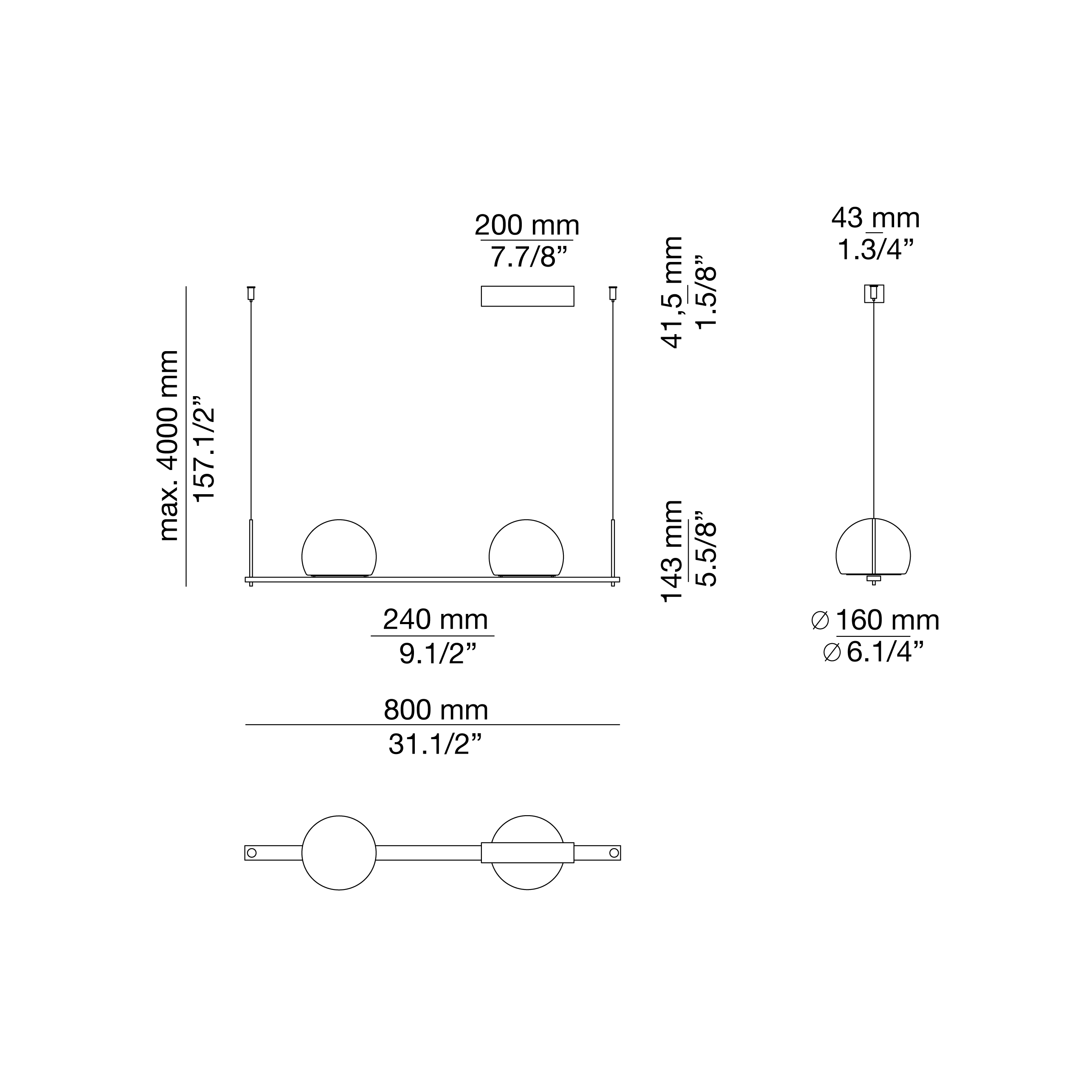 Технические характеристики и чертежи Estiluz Circ T - 3715 Suspension Lamp