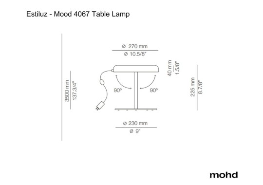 Технические характеристики и чертежи Estiluz Mood 4067 Table Lamp Технические характеристики и чертежи Estiluz Mood 4067 Table Lamp