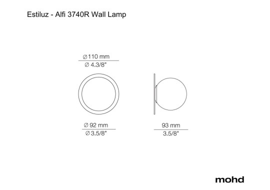 Технические характеристики и чертежи Estiluz Alfi 3740R Wall Lamp Технические характеристики и чертежи Estiluz Alfi 3740R Wall Lamp