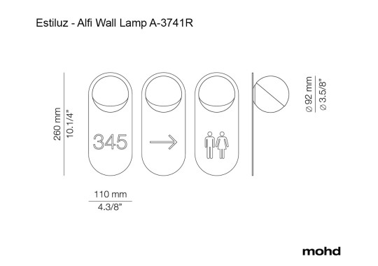 Технические характеристики и чертежи Estiluz Alfi Wall Lamp A-3741R Технические характеристики и чертежи Estiluz Alfi Wall Lamp A-3741R