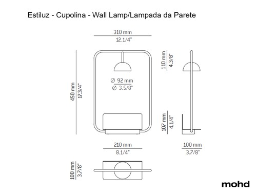 Технические характеристики и чертежи Estiluz Cupolina - Wall Lamp Технические характеристики и чертежи Estiluz Cupolina - Wall Lamp