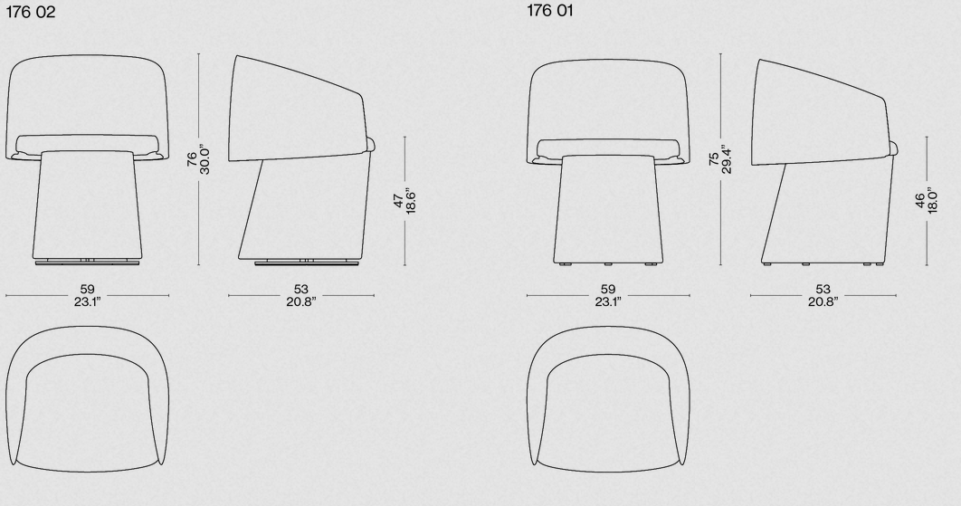 Технические характеристики и чертежи Cassina Plintea Технические характеристики и чертежи Cassina Plintea