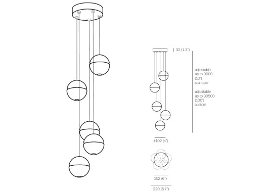 Технические характеристики и чертежи Bocci 14.5 Pendant