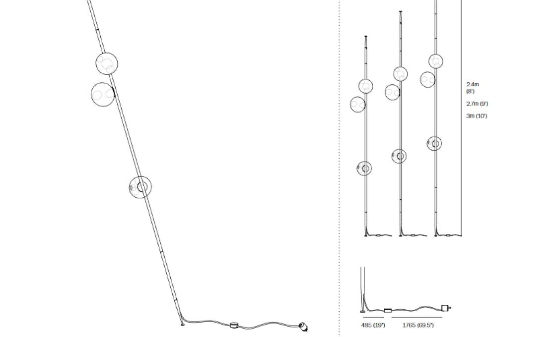 Торшер от фабрики Bocci модель 28 Stem Floor Lamp