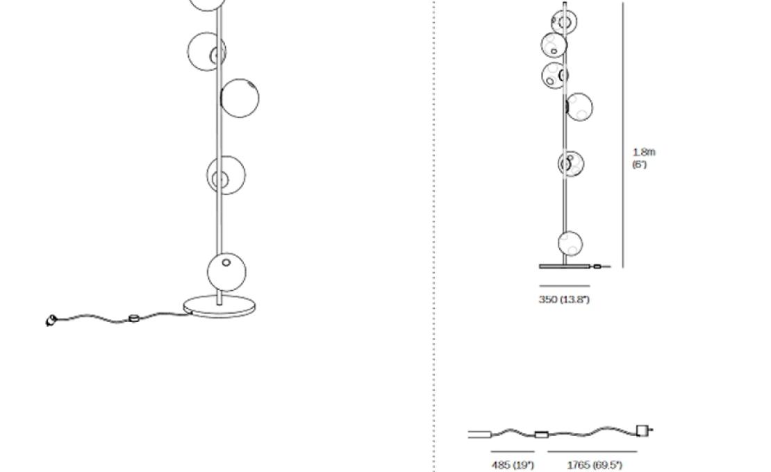 Торшер от фабрики Bocci модель 28 Stem Floor Lamp