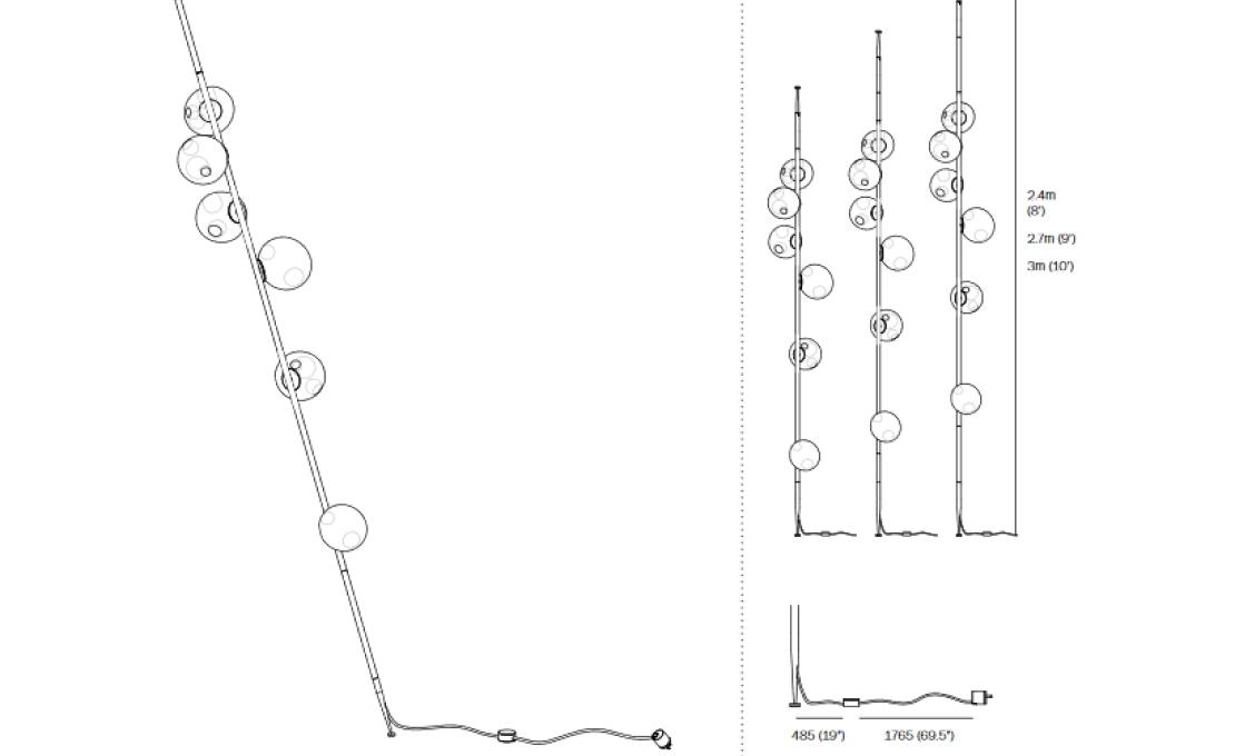 Торшер от фабрики Bocci модель 28 Stem Floor Lamp