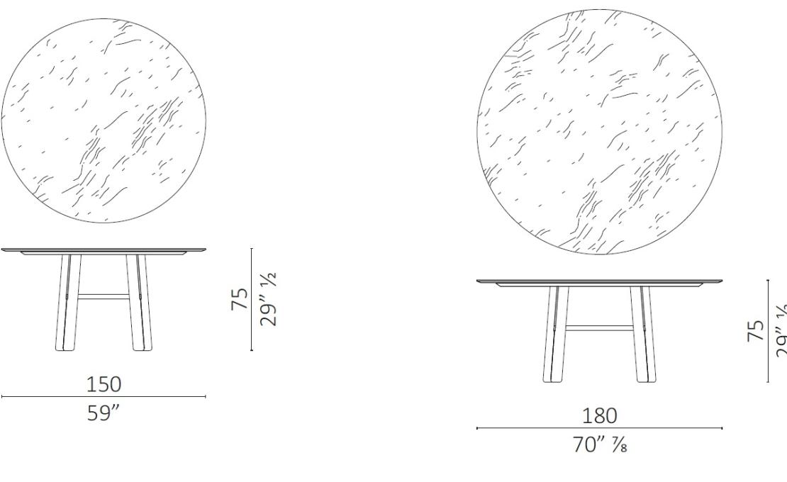 Стол  модель DUO ROUND от фабрики Ceccotti Collezioni