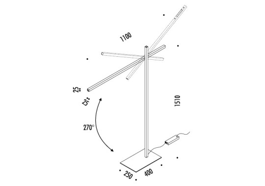 Технические характеристики и чертежи Davide Groppi Hashi Floor Lamp