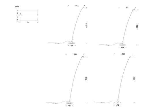 Технические характеристики и чертежи Davide Groppi Sampei Floor Lamp