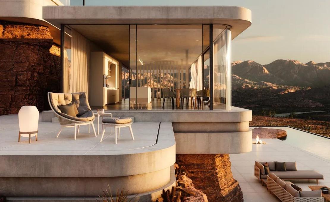 Уличный пуф от фабрики Dedon модель Mbrace Alu Foot