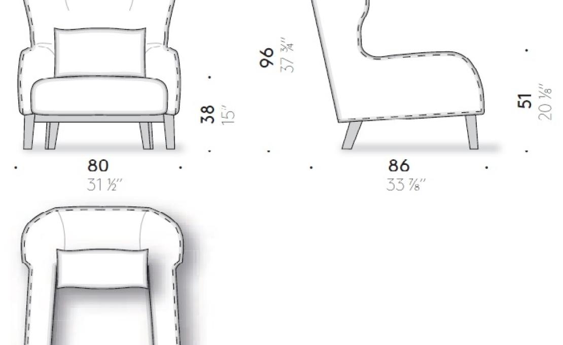 Кресло от фабрики DePadova модель Bergère 19 Arm_Wooden Base 