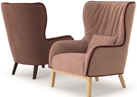 Кресло от фабрики DePadova модель Bergère 19 Arm_Wooden Base 