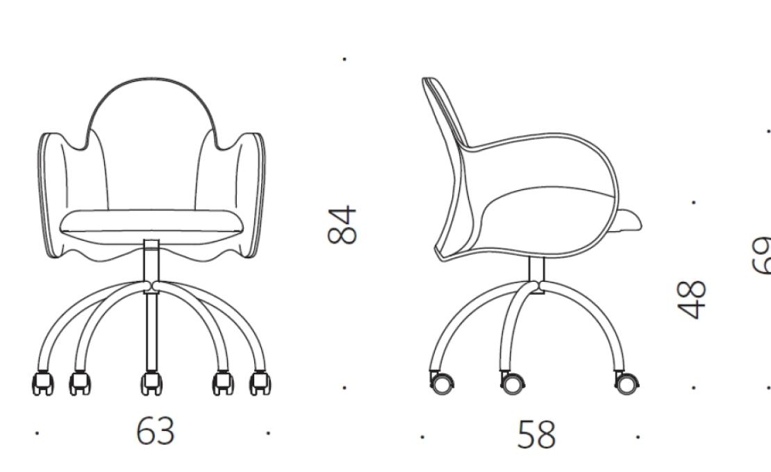 Офисный Стул от фабрики DePadova модель Incisa Swivel Arm_Wheels 