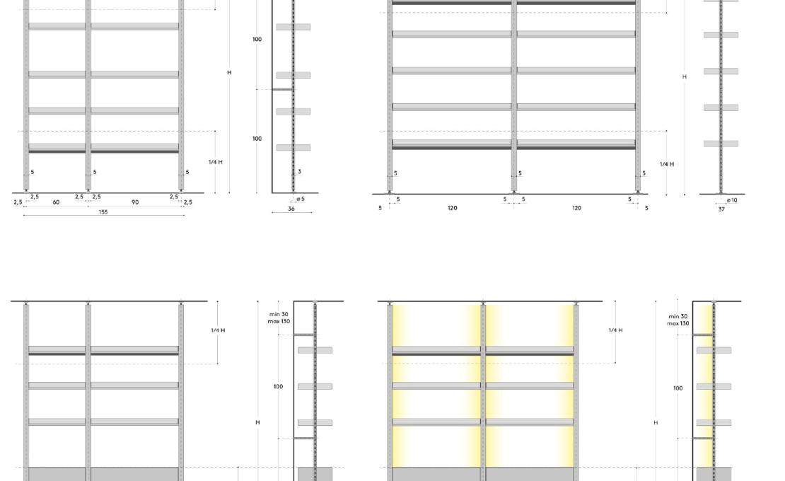 Стеллаж для книг от фабрики DePadova модель PSM#0-SaintPaul Shelves System