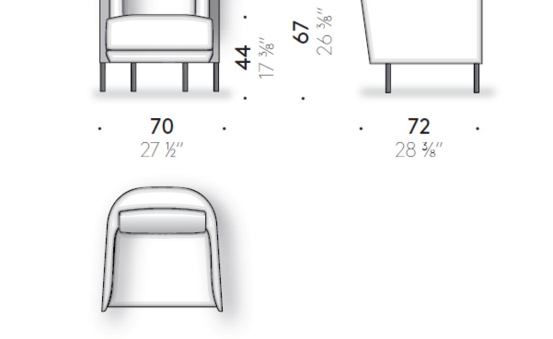 Кресло от фабрики DePadova модель Tiny Blendy-Small Arm-BT#PO