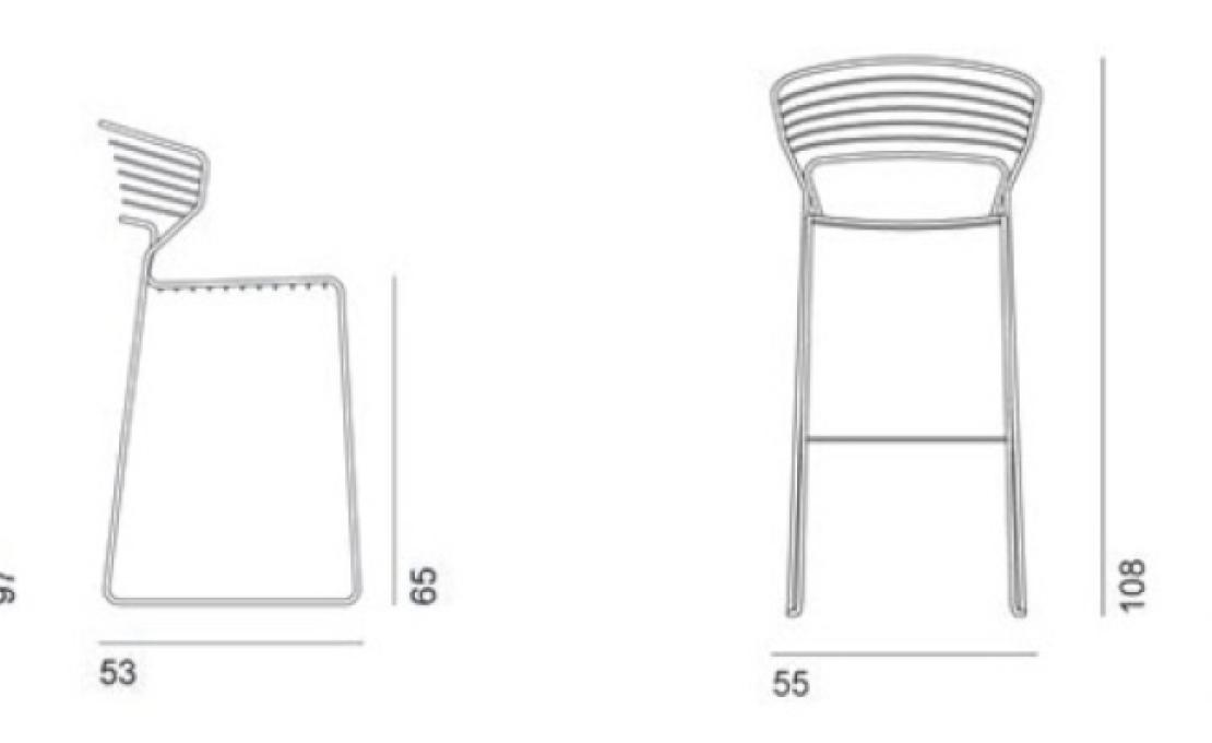 Уличный барный стул от фабрики Desalto модель KOKI WIRE 754 OUTDOOR 