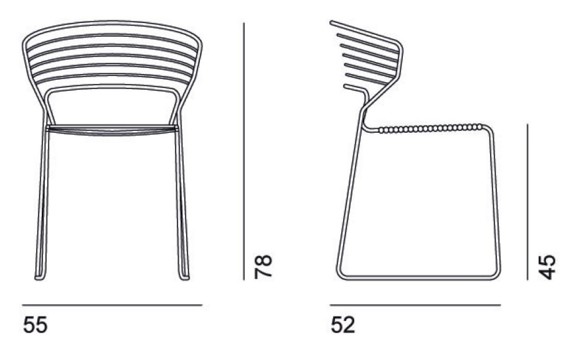 Стул от фабрики Desalto модель KOKI WIRE CORDA 