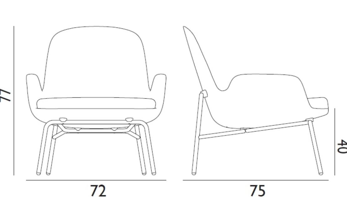Кресло от фабрики Normann Copenhagen модель Era Lounge  Low Steel Legs